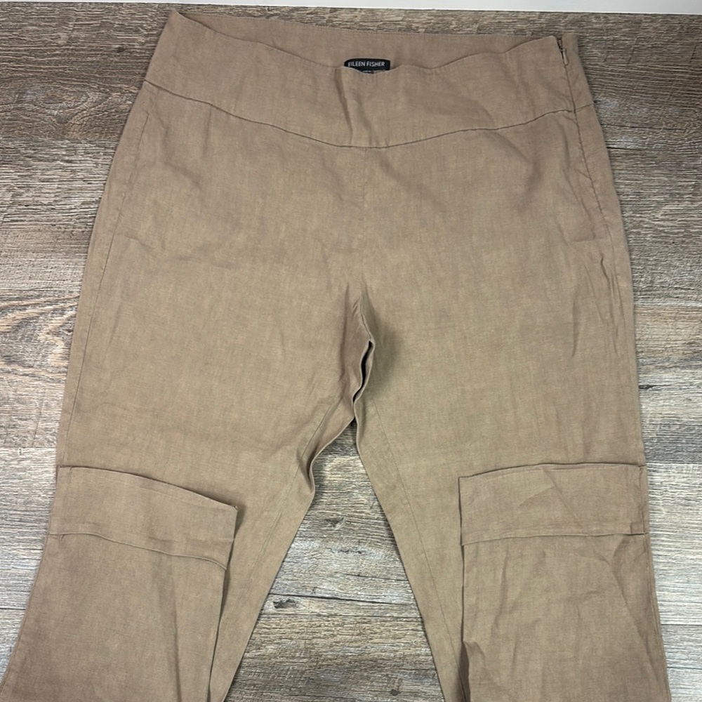 Eileen Fisher Linen Blend Concealed Side Zip Cropped Pants Size Medium